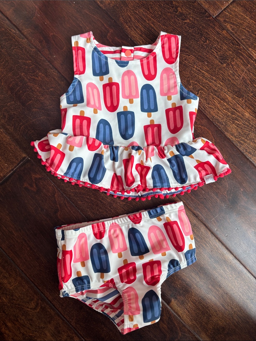 Mud Pie Girls Popsicle Print Ruffle Tankini in Pink, Red, Navy, White